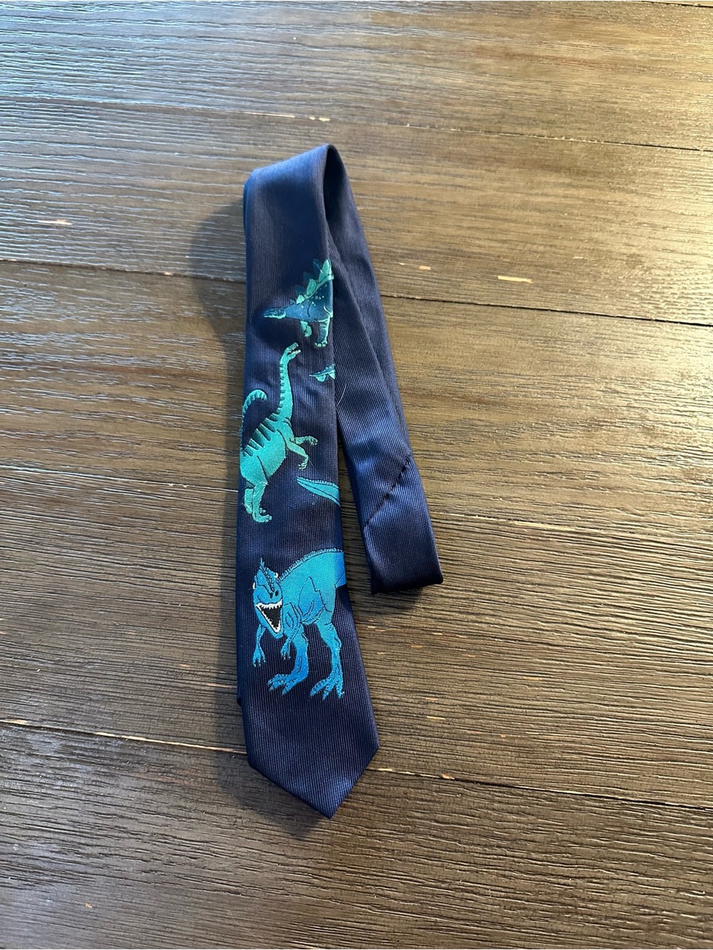 Boys Navy Blue Dinosaur Print Dress Tie